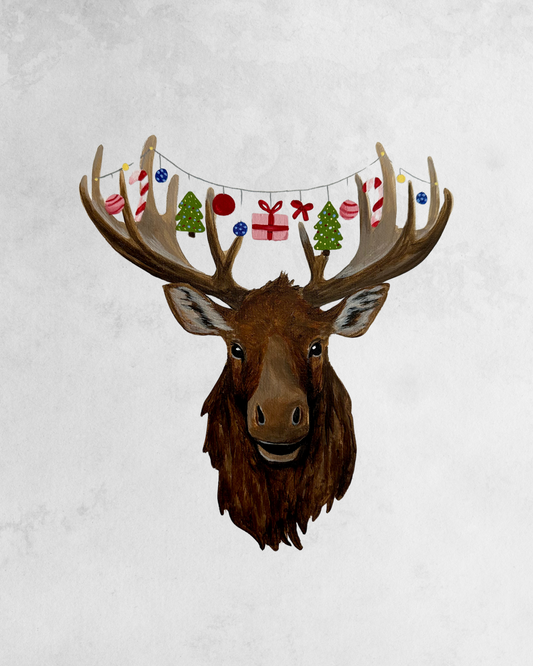 Holiday Moose Print